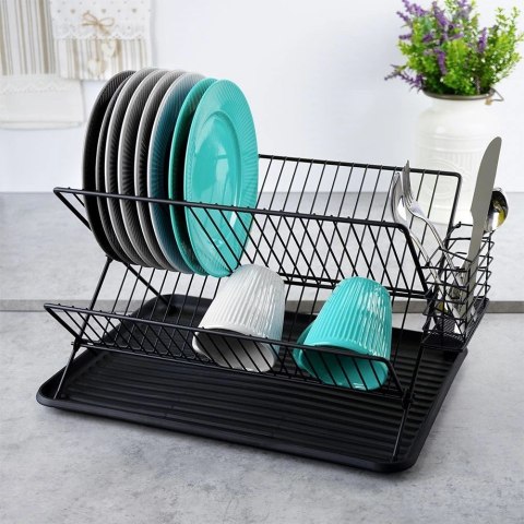 Suszarka na Naczynia Ociekacz do Naczyń Czarna VILDE 45 x 32 x 25,5 cm