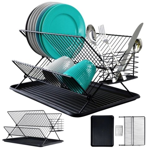 Suszarka na Naczynia Ociekacz do Naczyń Czarna VILDE 45 x 32 x 25,5 cm