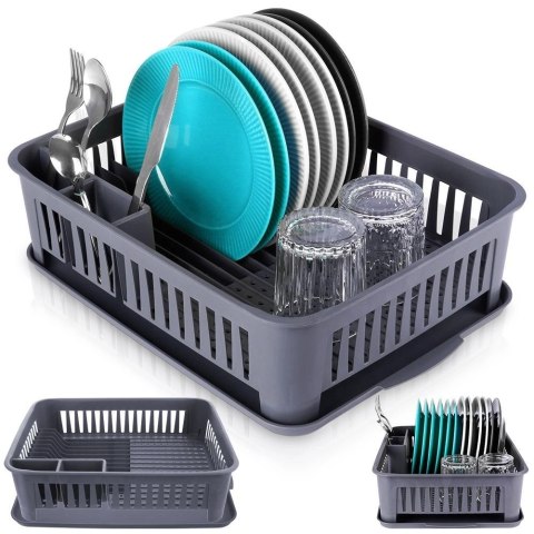 Suszarka na Naczynia Talerze Pojemna Szara ORION 43,5 x 32 x 12 cm