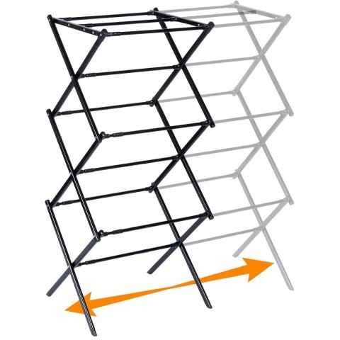 Suszarka na Pranie Ubrania Metalowa Czarna Pionowa Solidna ORION 47-78x94cm