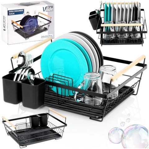 Suszarka na naczynia czarna 45x33x18 cm