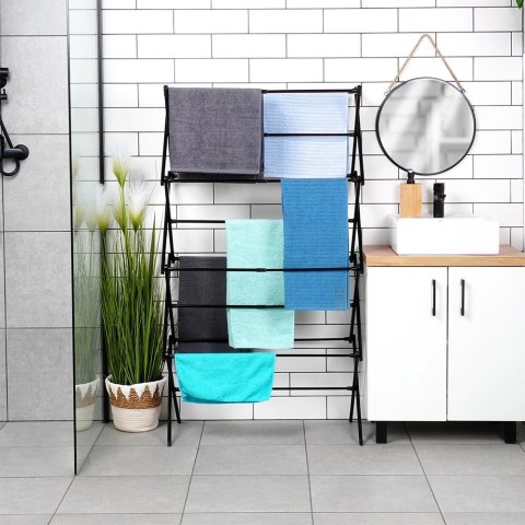 Suszarka na pranie metalowa czarna pionowa rozsuwana 43-75x37,5x139 cm