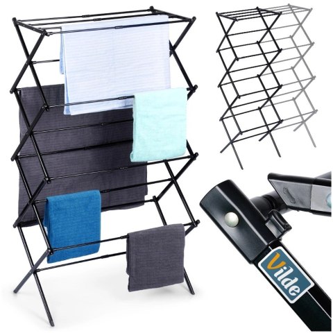 Suszarka na pranie metalowa czarna pionowa rozsuwana 43-75x37,5x139 cm