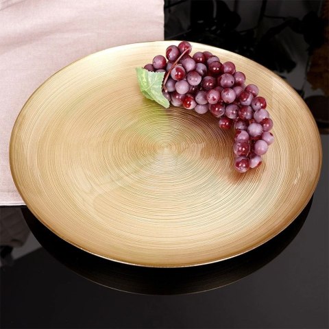 Talerz Obiadowy Płytki Szklany Złoty Dekoracyjny Ozdobny VILDE 32,5 cm