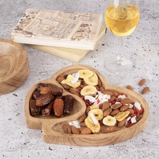 Talerz do serwowania drewniany podwójny serce MANGO 23x20 cm