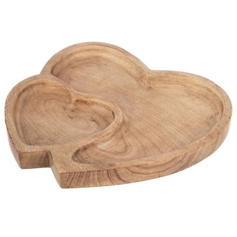 Talerz do serwowania drewniany podwójny serce MANGO 23x20 cm