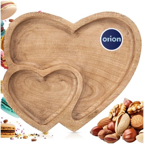 Talerz do serwowania drewniany podwójny serce MANGO 23x20 cm