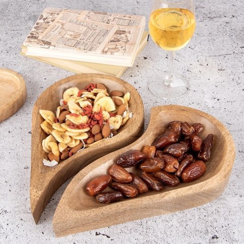 Talerz do serwowania drewniany serce MANGO 2 szt.