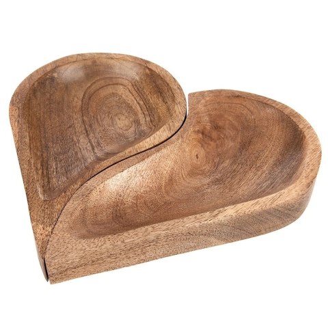 Talerz do serwowania drewniany serce MANGO 2 szt.