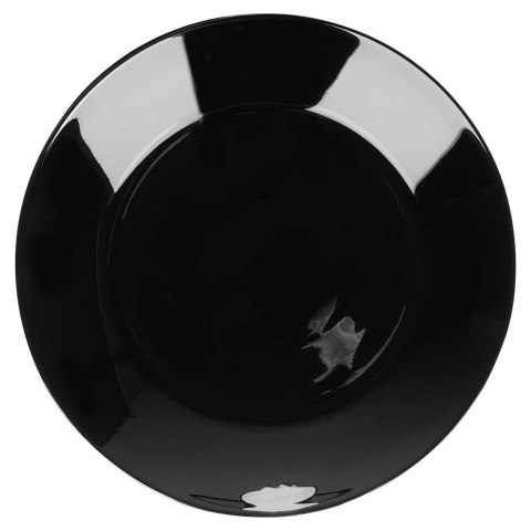 Talerze obiadowe płytkie szklane czarne 25,5 cm 6 szt.