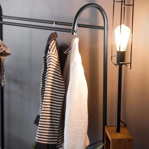 Wieszak Podłogowy Stojący na Ubrania Metalowy Pojemny Czarny VILDE 147 cm