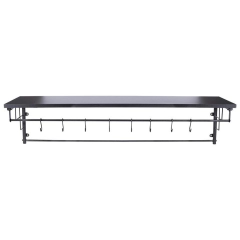 Wieszak Ścienny z Półką Dekoracyjny Czarny z Haczykami Solidny VILDE