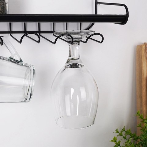 Wieszak na Kieliszki Kubki Filiżanki Metalowy Ścienny VILDE 48x12x20 cm