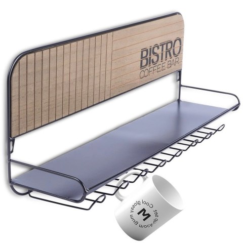 Wieszak na Kieliszki Kubki Filiżanki Metalowy Ścienny VILDE 48x12x20 cm