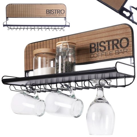 Wieszak na Kieliszki Kubki Filiżanki Metalowy Ścienny VILDE 48x12x20 cm