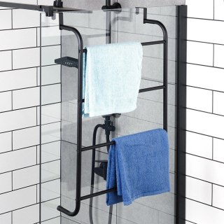 Wieszak na Ręczniki Metalowy Czarny Naścienny BATHROOM SOLUTIONS 73x44,5 cm