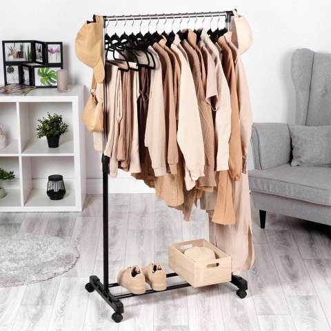Wieszak na Ubrania Stojący na Kółkach Metalowy Czarny Solidny VILDE 140 cm