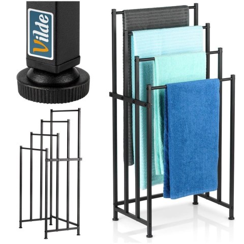 Wieszak na ręczniki stojący metalowy czarny
