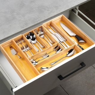 Wkład na sztućce do szuflady rozsuwany bambusowy 35,5-54,5x45,5 cm