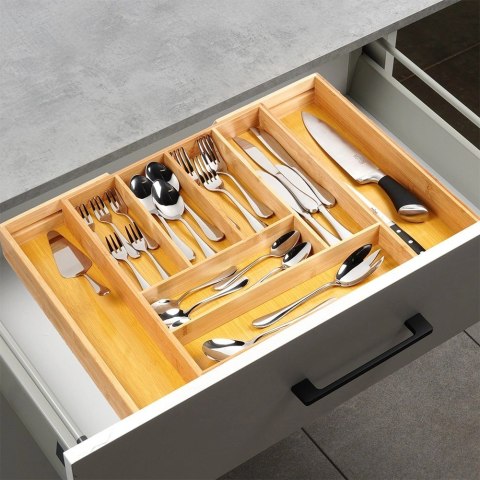Wkład na sztućce do szuflady rozsuwany bambusowy 35,5-54,5x45,5 cm