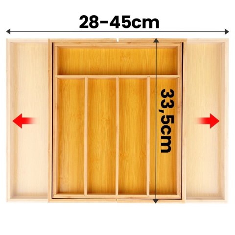 Wkład na sztućce do szuflady rozsuwany bambusowy 35,5-54,5x45,5 cm