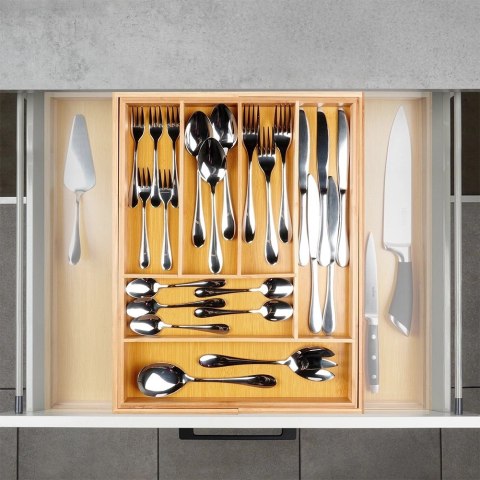 Wkład na sztućce do szuflady rozsuwany bambusowy 35,5-54,5x45,5 cm