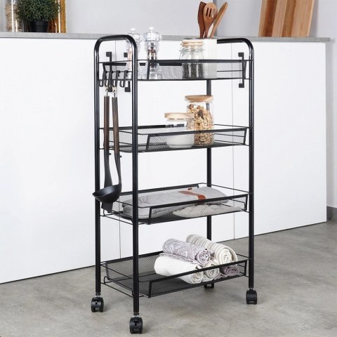 Wózek Półka Regał Metalowy 4-Poziomowy Solidny Pojemny VILDE 44 x 26 x 84cm