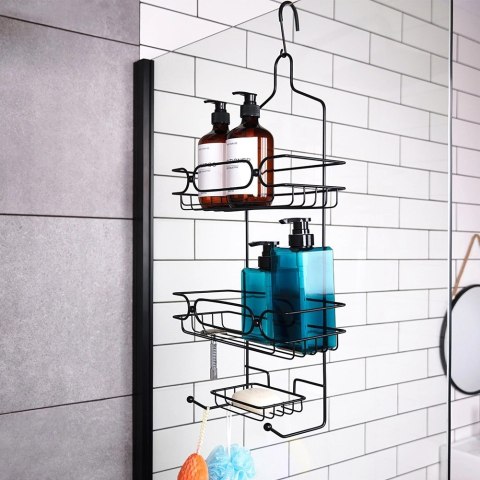 Zawieszana na Prysznic Półka Łazienkowa VILDE Czarna