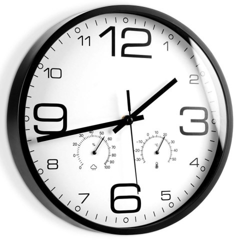 Zegar Ścienny Biały z Termometrem Higrometrem na Ścianę VILDE 30 cm