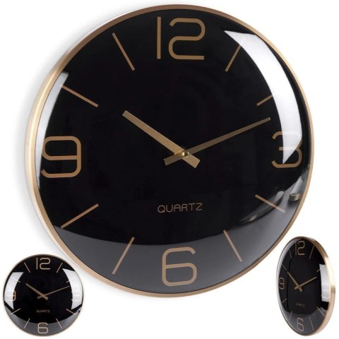 Zegar Ścienny na Ścianę Złoty Czarny Klasyczny do Salonu Biura VILDE 30 cm