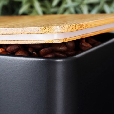 Zestaw Chlebak z Pojemnikami Deską Metalowy Bambusowy Czarny VILDE 4 el.