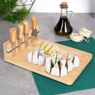 Zestaw Deska do Serów z Nożami Bambusowa Ekologiczna ORION 5 el.
