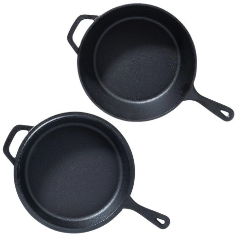 Zestaw Garnek z Patelnią Uchwytem Rączką Żeliwny Solidny Trwały VILDE 42 cm