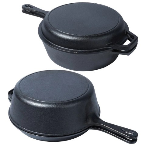 Zestaw Garnek z Patelnią Uchwytem Rączką Żeliwny Solidny Trwały VILDE 42 cm