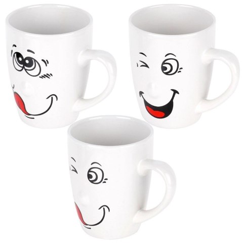 Zestaw Kubki Ceramiczne Białe Zabawne Buźki do Kawy Herbaty ORION 6 szt.