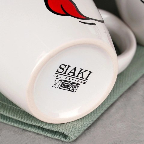 Zestaw Kubki Ceramiczne Białe Zabawne Buźki do Kawy Herbaty ORION 6 szt.