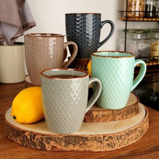 Zestaw Kubki do Kawy Herbaty Ceramiczne Dekoracyjne ORION 4 szt. 270 ml