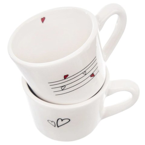 Zestaw Kubki do Kawy Herbaty Ceramiczne Serce Solidne 2 szt. ORION 210 ml
