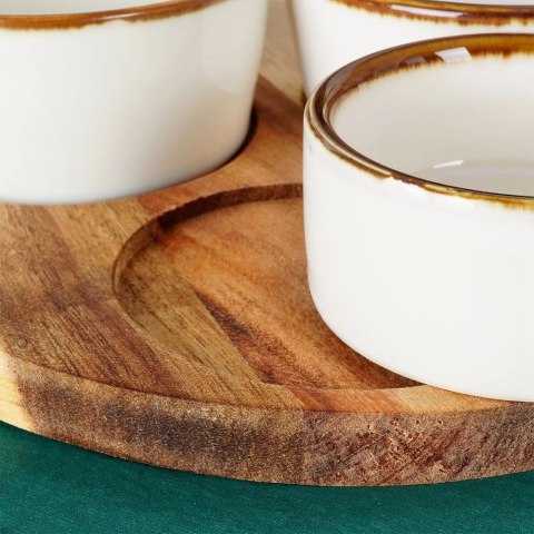 Zestaw Miseczki na Przekąski Ceramiczne na Tacy EXCELLENT HOUSEWARE 3 szt.