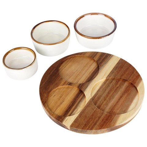 Zestaw Miseczki na Przekąski Ceramiczne na Tacy EXCELLENT HOUSEWARE 3 szt.