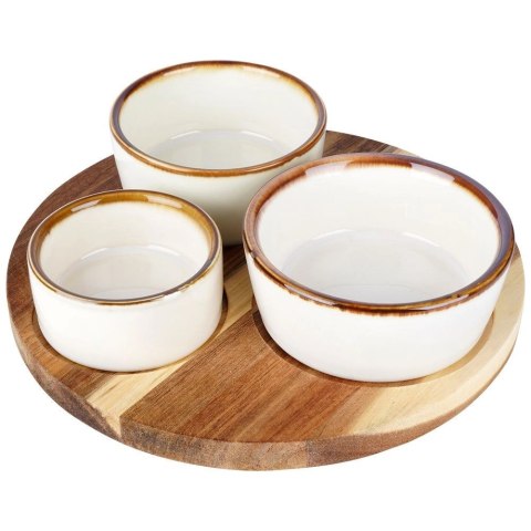 Zestaw Miseczki na Przekąski Ceramiczne na Tacy EXCELLENT HOUSEWARE 3 szt.