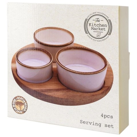 Zestaw Miseczki na Przekąski Ceramiczne na Tacy EXCELLENT HOUSEWARE 3 szt.