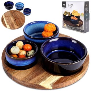 Zestaw Miseczki na Przekąski Ceramiczne na Tacy EXCELLENT HOUSEWARE 4 el.