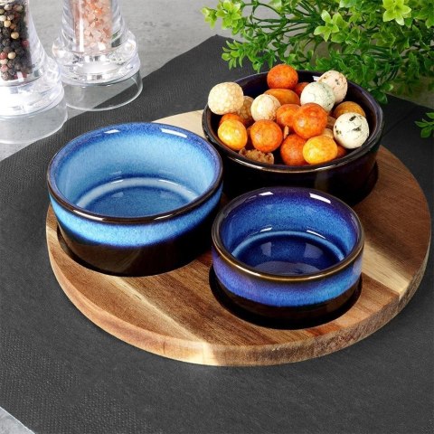 Zestaw Miseczki na Przekąski Ceramiczne na Tacy EXCELLENT HOUSEWARE 4 el.