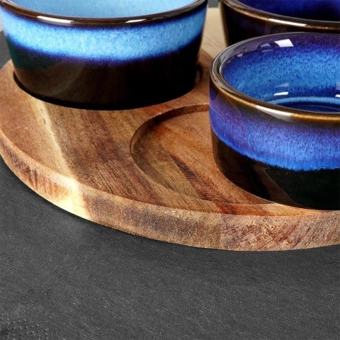 Zestaw Miseczki na Przekąski Ceramiczne na Tacy EXCELLENT HOUSEWARE 4 el.