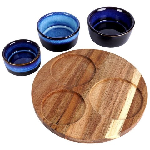 Zestaw Miseczki na Przekąski Ceramiczne na Tacy EXCELLENT HOUSEWARE 4 el.