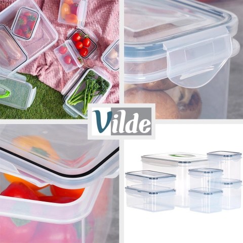 Zestaw Pojemniki na Żywność z Pokrywką Plastikowe Kuchenne VILDE 7 szt.