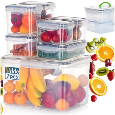 Zestaw Pojemniki na Żywność z Pokrywką Plastikowe Kuchenne VILDE 7 szt.