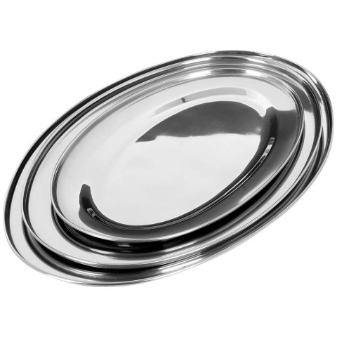 Zestaw Półmiski Tace Stalowe Owalne Solidne EXCELLENT HOUSEWARE 3 szt.