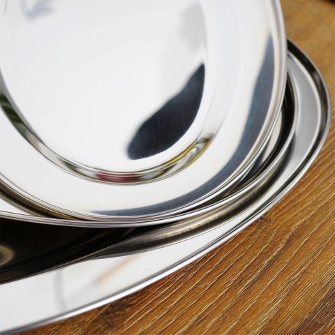 Zestaw Półmiski Tace Stalowe Owalne Solidne EXCELLENT HOUSEWARE 3 szt.